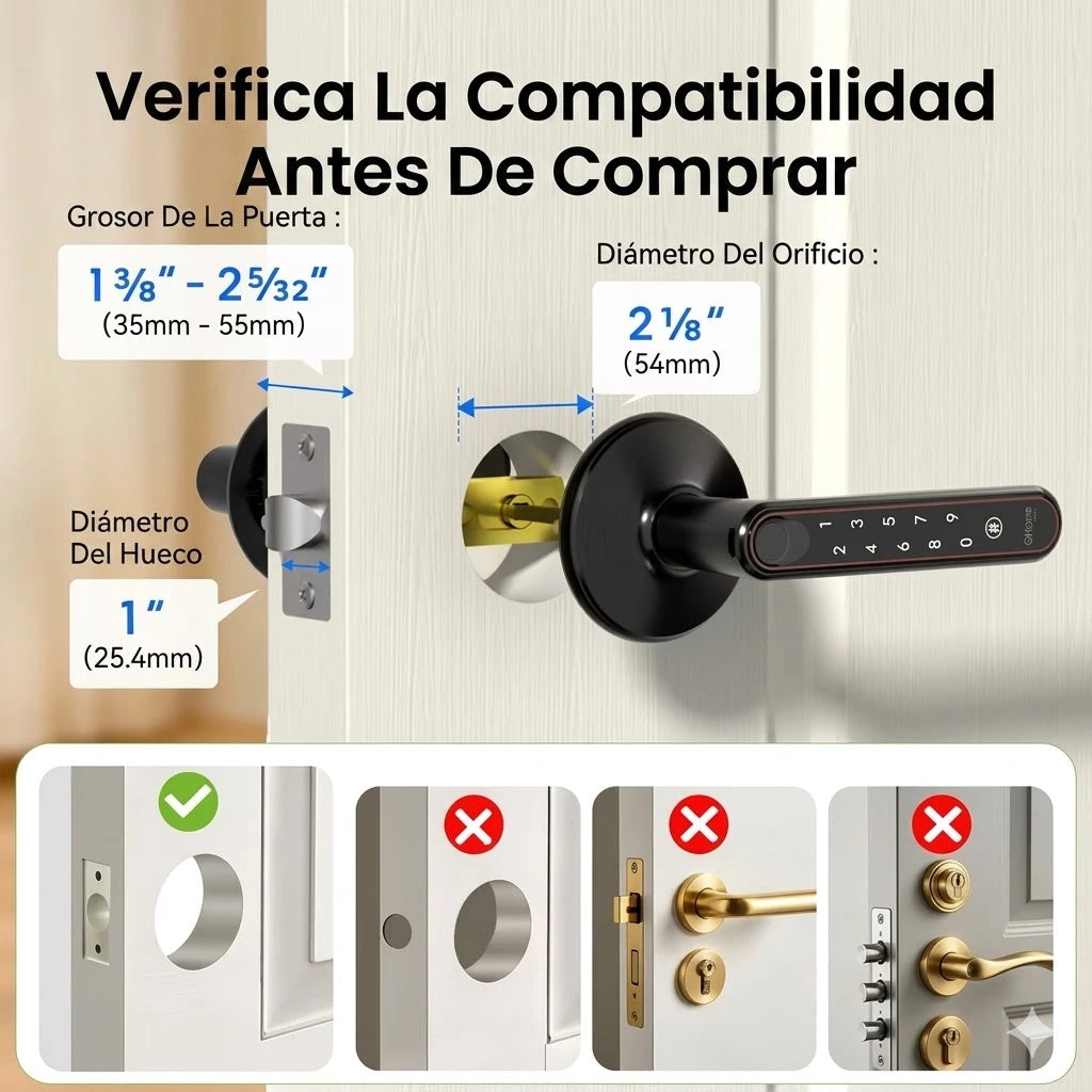 Cerradura Inteligente Interior 4 en 1 con Huella, App, Llave y más